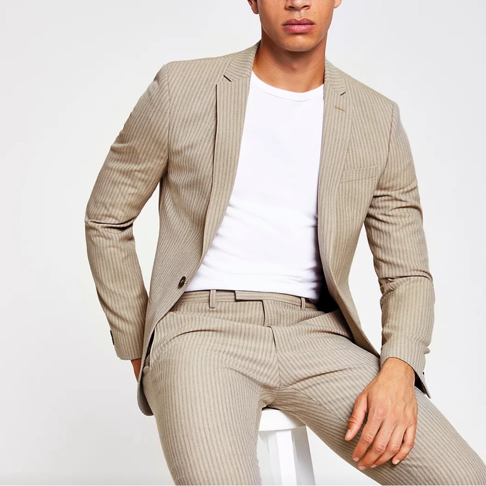 River Island Ecru Striped Suit